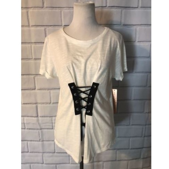 Almost Famous Tops - NWT Almost Famous TShirt Corset Short Sleeve Black